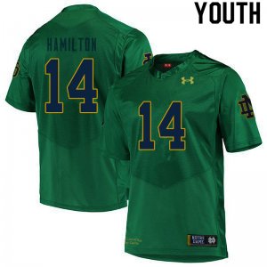 Notre Dame Fighting Irish Youth Kyle Hamilton #14 Green Under Armour Authentic Stitched College NCAA Football Jersey YDS4599ZP